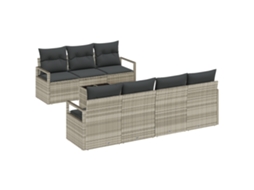 Conjunto 8 Conjunto De Sofá De Jardim Vidaxl Cinzento Vime Pe (230 X 62 X 85 Cm)