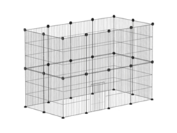 Recinto para Animais com 24 Painéis, Malha de Aço, 120x60x80cm Preto S/MARCA