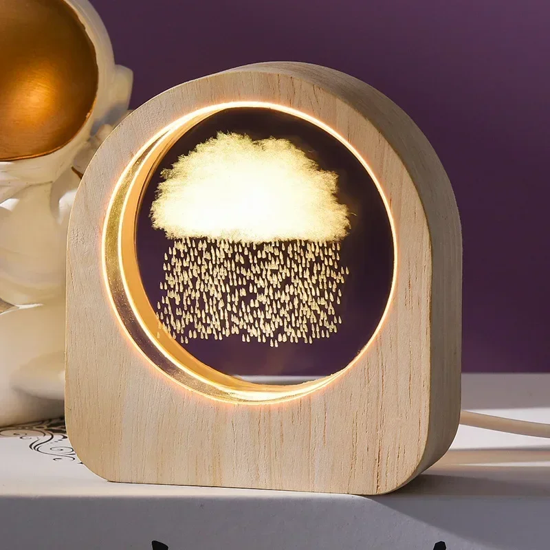 Ornamento de Mesa em Cristal Astronômico com Sistema Solar Gravado a Laser em 3d MDUG (nuvem de Chuva)