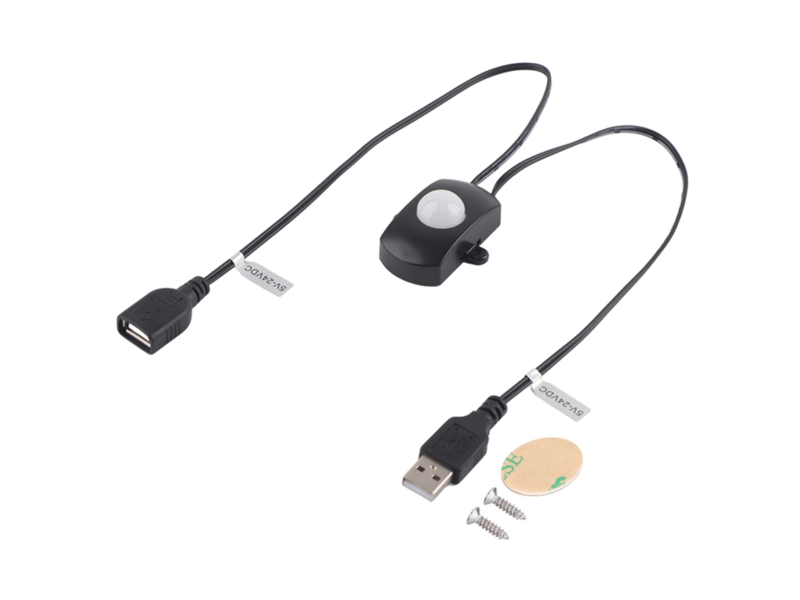 Aetheria interruptor Sensor de Movimento Pir Infravermelho Automático 5 24v 2a Usb para Led Strip Preto