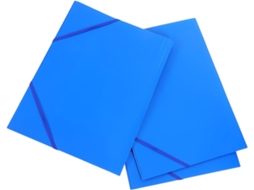Organizador de Documentos Cabilock Azul em Plástico com Elástico Duplo, Conjunto com 3 Pastas Expansíveis