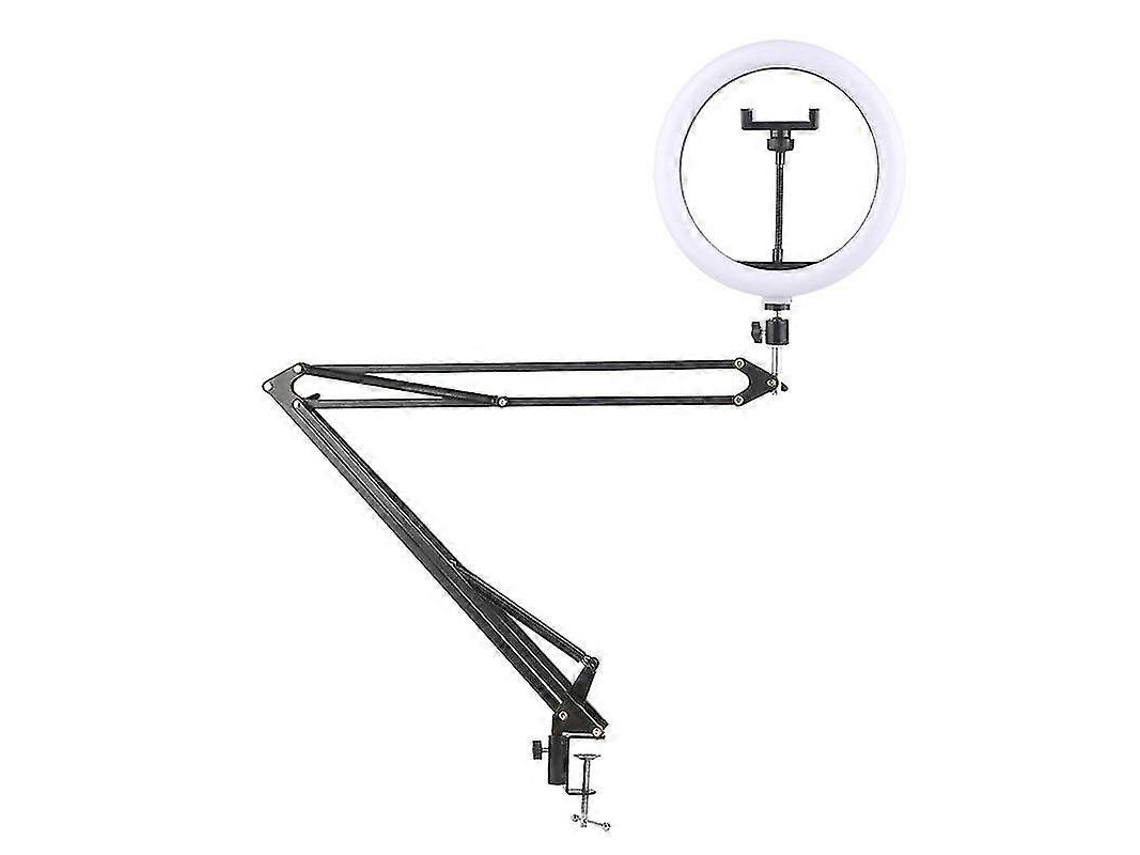 Suporte De Mesa Com Braço Extensível Para Celular Com Ring Light Led De 10 Polegadas Para Selfie
