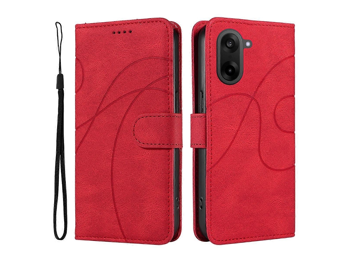 Capa Tipo Carteira De Couro Tkdaddy Para Oneplus Nord Ce5 5g / Oneplus Ace 5 Racing 5g Com Suporte E Design De Linha Curva, Vermelha