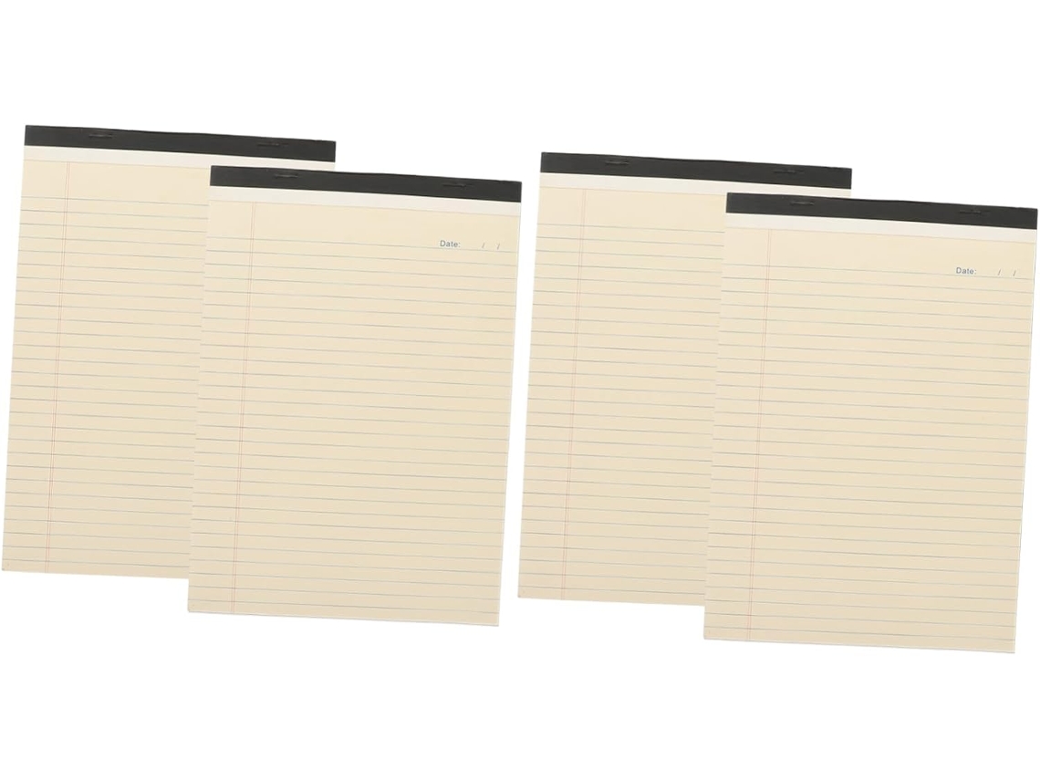 Lote De 4 Blocos-notas Ligné Destacáveis A4, Papel Bege, Formato Portátil, Para Bureau E Estudantes