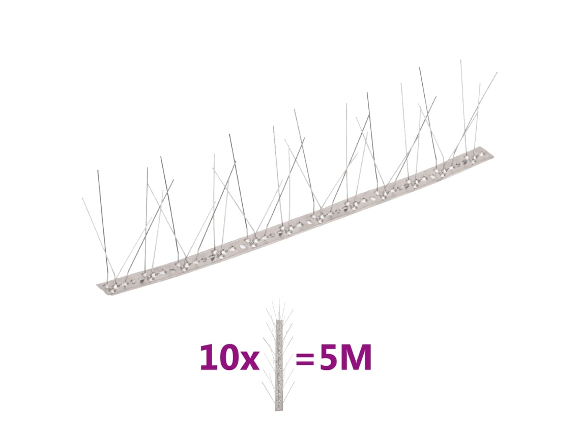 Vidaxl Conjunto 10 Picos Pássaros E Pombos 5 Filas 5 M Aço Inoxidável