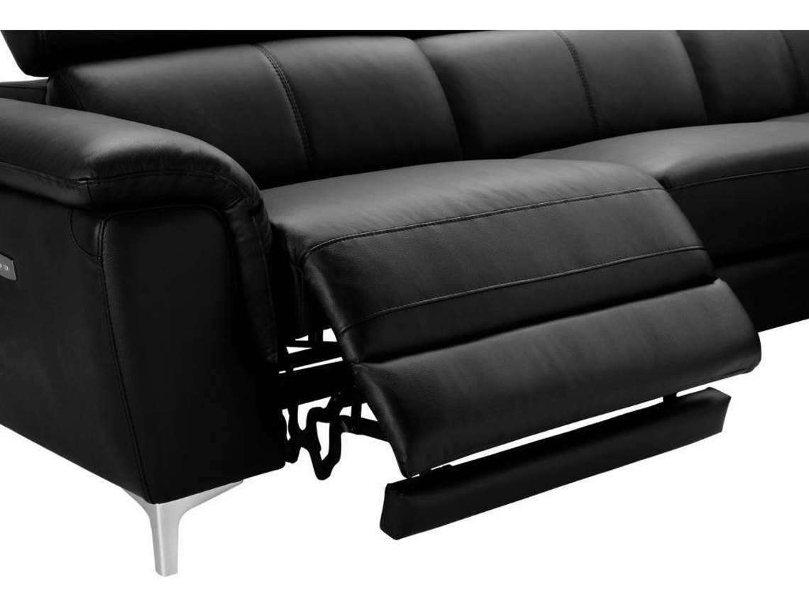 Sofá Relax Sitia LINEA SOFA (Preto Pele 293x250x100 cm) Worten.pt