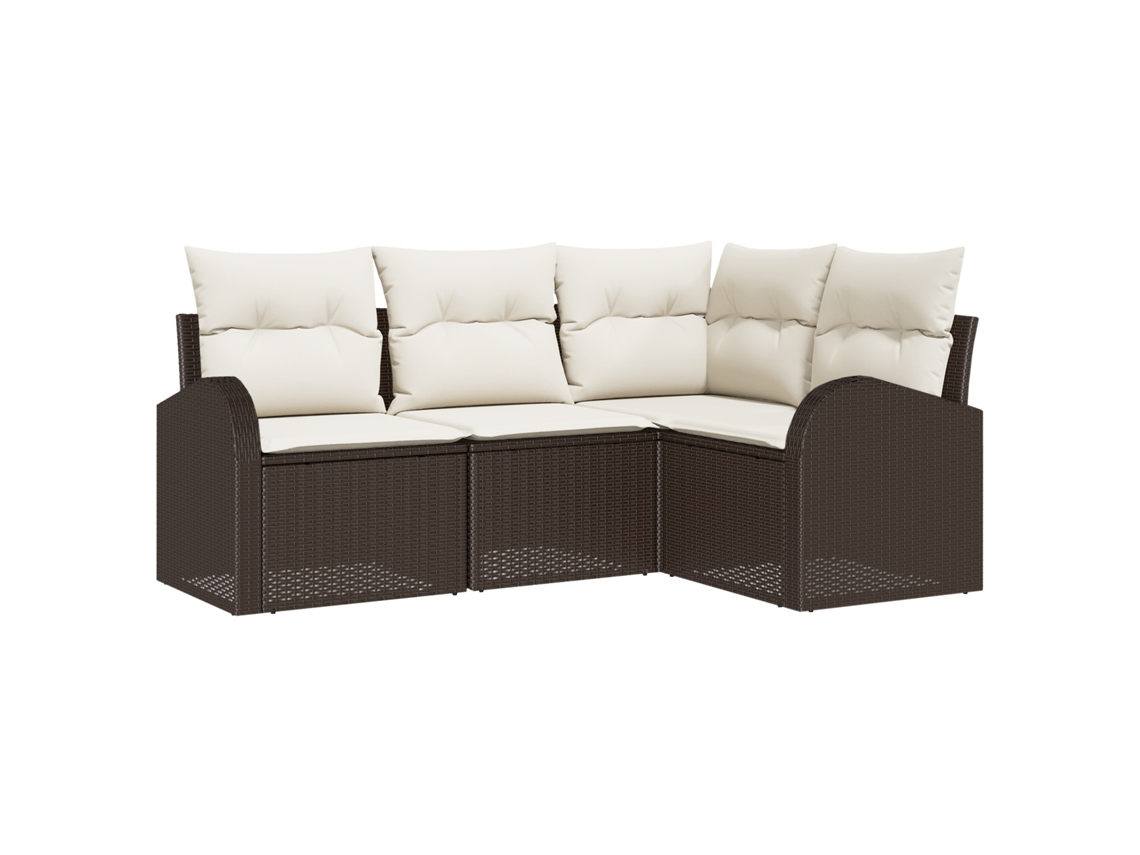 Conjunto 4 Sofá De Jardim Vidaxl Castanho Vime Pe (55 X 55 X 37 Cm)