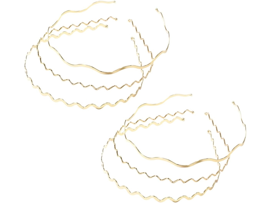 Conjunto de 6 tiaras finas de metal dourado para cabelo, confortáveis.