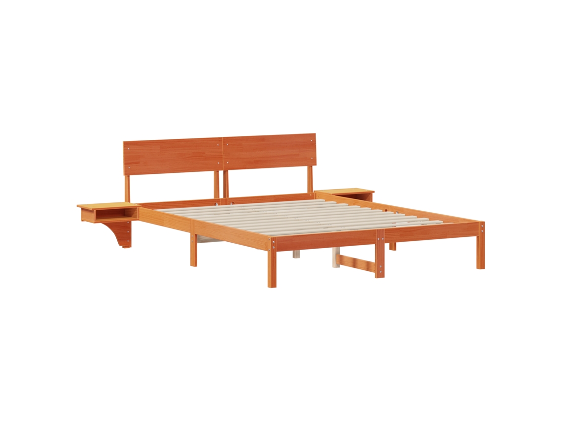 Conjunto 1 Estrado De Cama Plataforma Vidaxl Castanho Madeira De Pinho Maciça (150 X 200 Cm)
