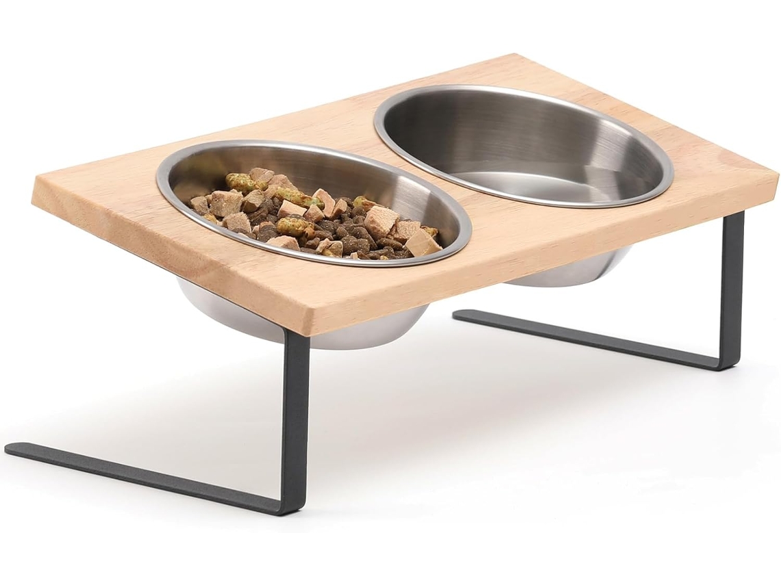Tigelas Elevadas para Ração de Gatos, Suporte Elevado Inclinado em Aço Inoxidável de 15° para Cães Pequenos AQUAFORGE