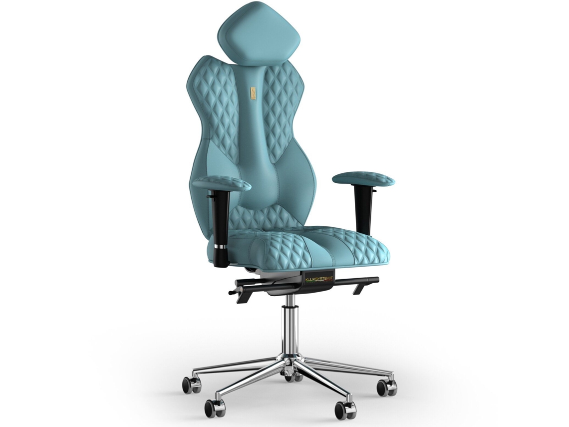 Cadeira de Escritório Ergonómica KULIK Royal Stitching PU Couro (Azul -130x50x50cm)