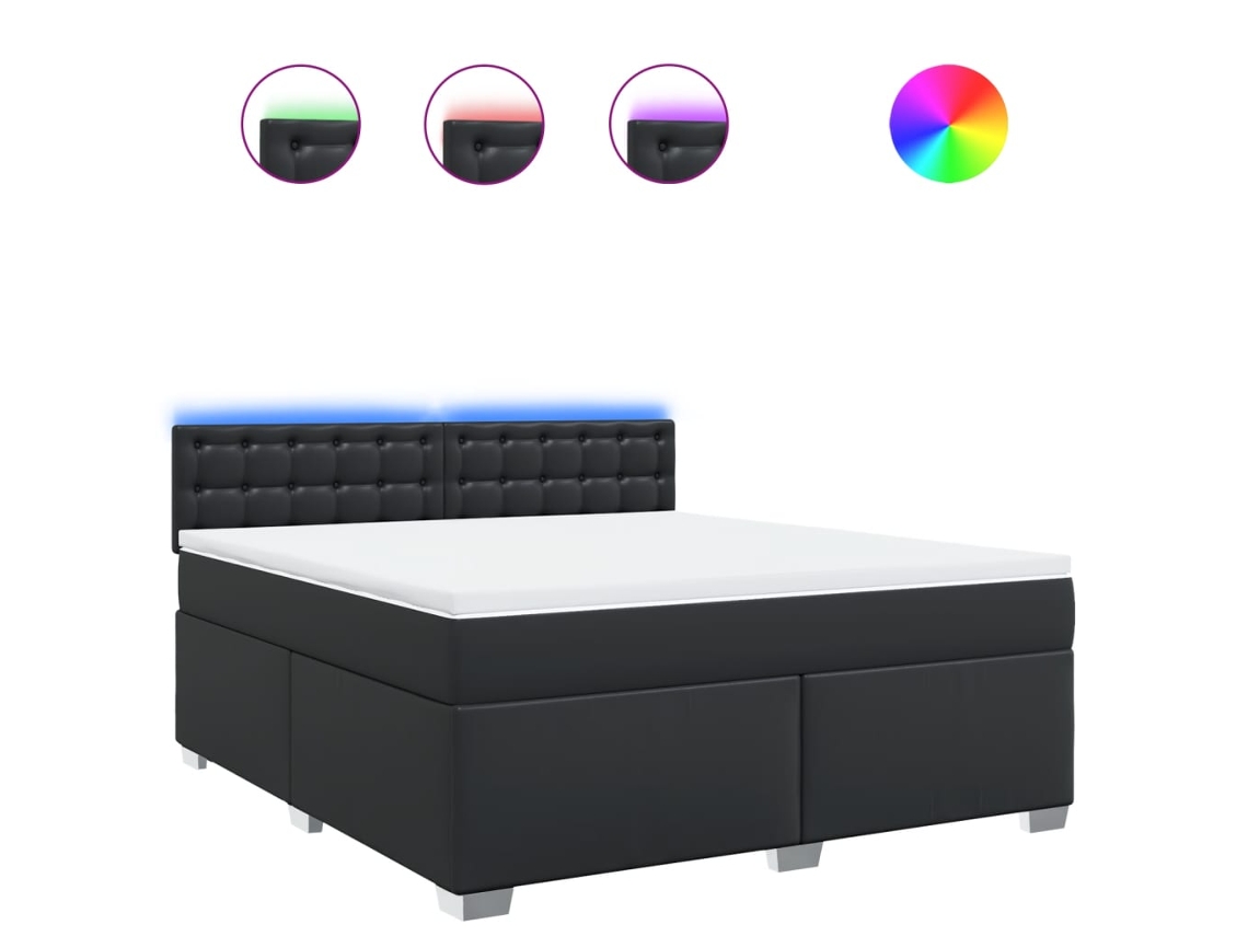 Cama com Molas Couro Artificial Preto MAISON EXCLUSIVE 180x200 cm