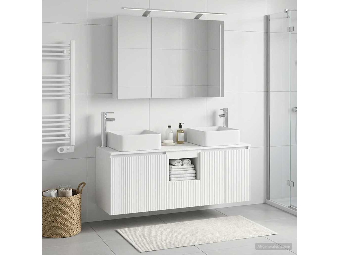 Vidaxl Conjunto De Armários Para Banheiro 4 Unid. Branco