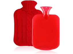Garrafa De Borracha Clássica Com Tampa, Bolsa De Água Quente Transparente De 2l Com Manga De Malha. AQUAFORGE (vermelho)