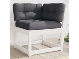 Sofá De Canto Para Jardim Com Almofadas Pinho Maciço Branco Dkd Home Decor
