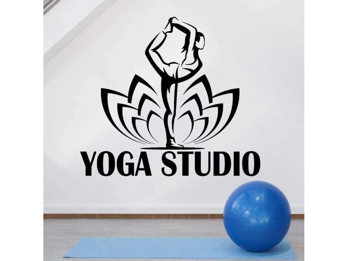 Adesivos Muraux, Decalques Em Vinil Yoga Studio Vinyle Yoga Pose Lotus Yoga Studio Decoração Peinture Murale 64 * 57c ​​​​m