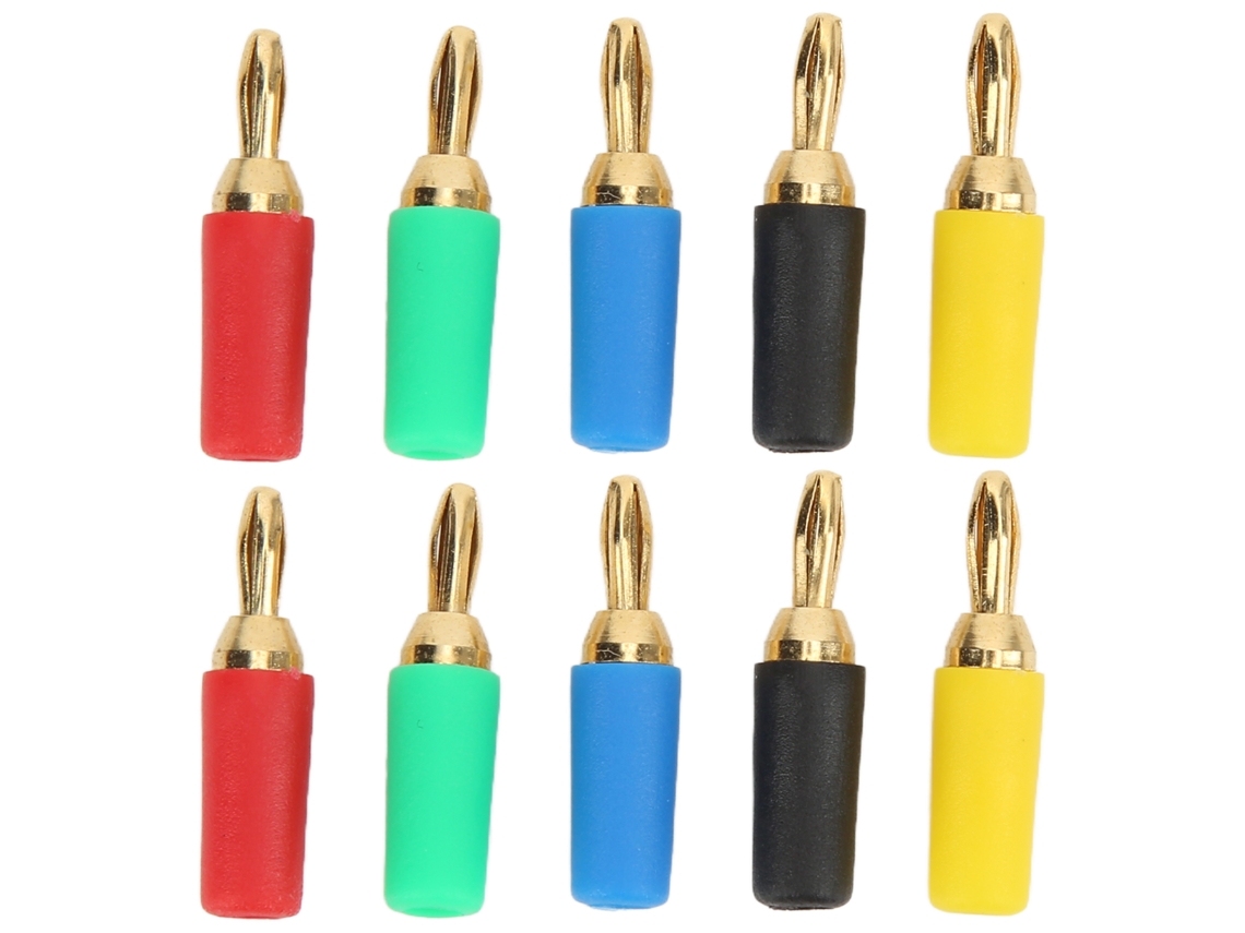 Yuru 2set Plugas Banana 2.5mm Latão Dourado 5 Cores 10a Conector Elétrico Parafusado Soldado