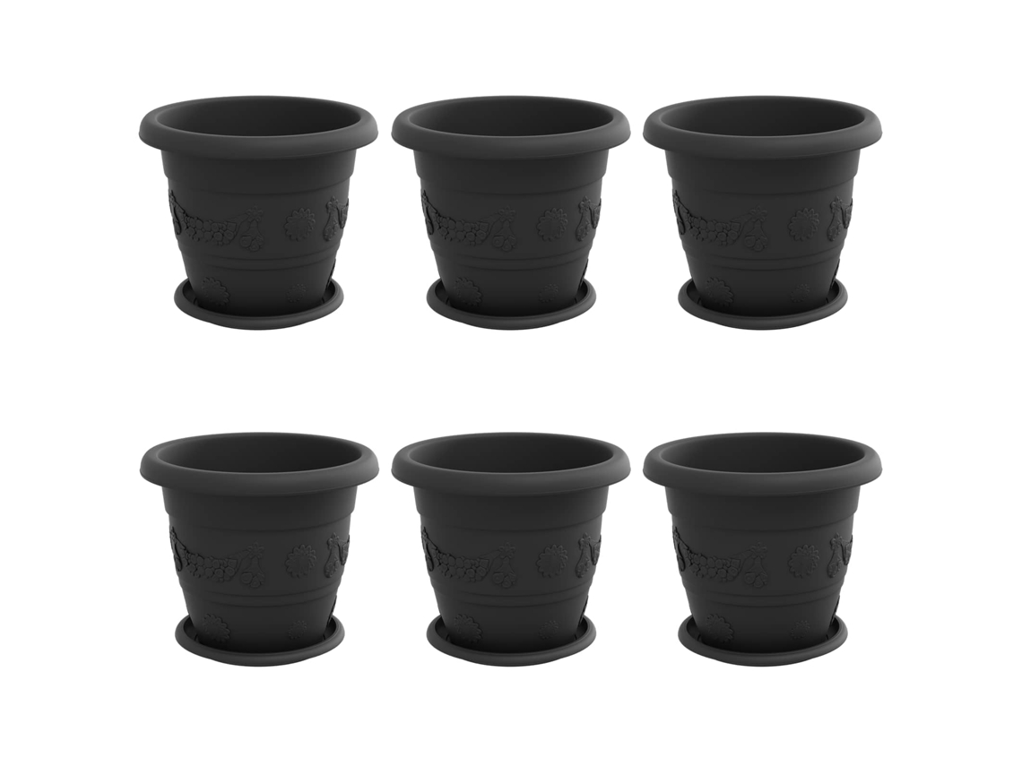 Conjunto 6 Plástico Vidaxl Preto Plástico (ø 26 X 21.5 Cm)