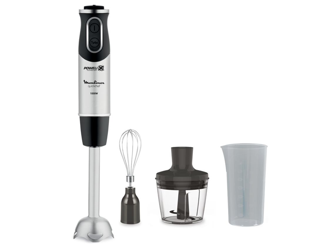 Varinha Mágica + Acessórios MOULINEX Quickchef 3 em 1 DD655810 (1000 W - Preto e Inox)