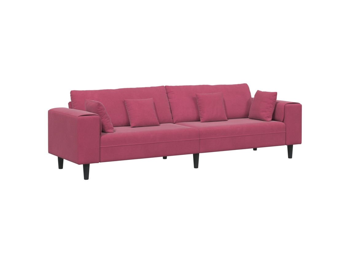 Conjunto 1 Sofá De Sala De Estar Vidaxl Bordô Veludo (250 X 77 X 76 Cm)