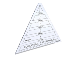 Régua triangular de acrílico para quilting, ferramenta Alfaiate, alta transparência.