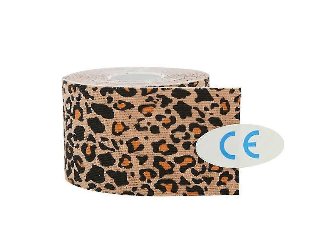 Faixa elástica esportiva de algodão, compatível com distensões e lesões musculares, estampa de leopardo, Yvan Brilvibera (5cm x 5m)