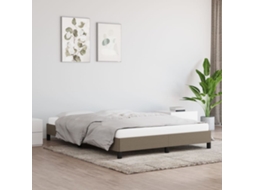 Vidaxl Cama Sem Colchão 140x190 Cm Tecido Castanho-acinzentado