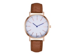 Reloj De Pulsera Para Hombre De Cuarzo Con Correa De Cuero Pu, Dial Redondo, Moda (café Claro)