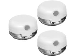 Conjunto de 3 Pequenos Recipientes de Plástico Branco Para Cosméticos Labiais, Portáteis.