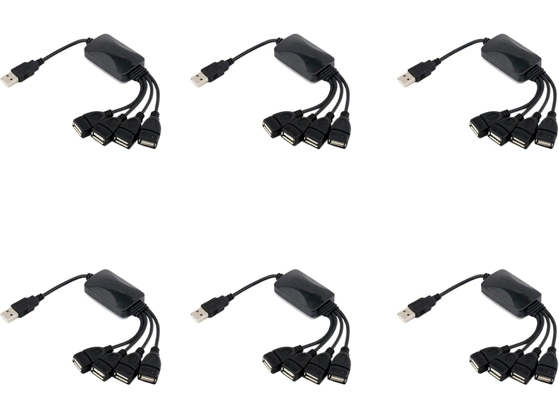 Cabo Extensor Divisor Usb 6x1 Macho Para 4 Fêmeas, De Extensão 2.0,
