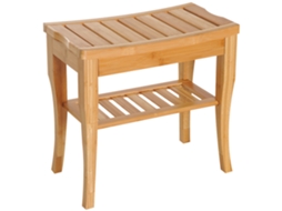 Banco de banho de bambu com prateleira para spa e sala 47,5x26x44,5 Cm impermeável e robusto | S/MARCA