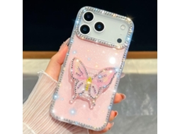 Capa Para Iphone 17 Pro Max Com Suporte Em Forma De Borboleta Com Glitter De Diamante.