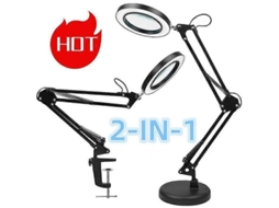 Lâmpada De Lupas 2 Em 1 Com Base E Clamp, Aumento 800%, 3 Cores De Luz, Cuidado Com Os Olhos, Preto E Branco A