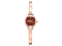 Relógio Pulseira de Liga Slim para Mulher com Cristais Quartzo Marrom Lvpai