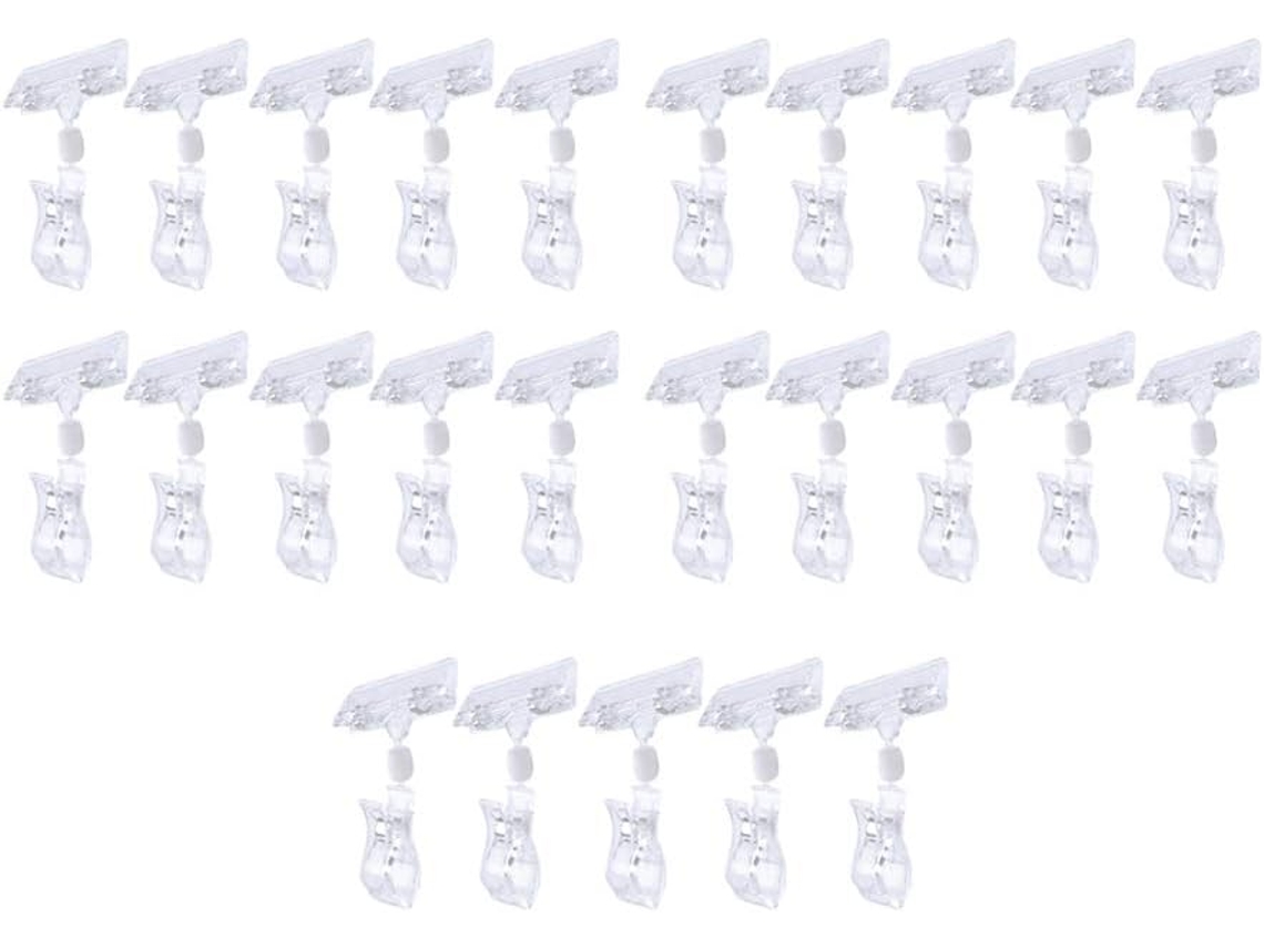 25 alfinetes de vidro transparente com cabeça dupla, de plástico.