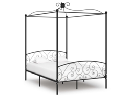 Estrutura De Cama Com Dossel 140x200 Cm Metal Preto