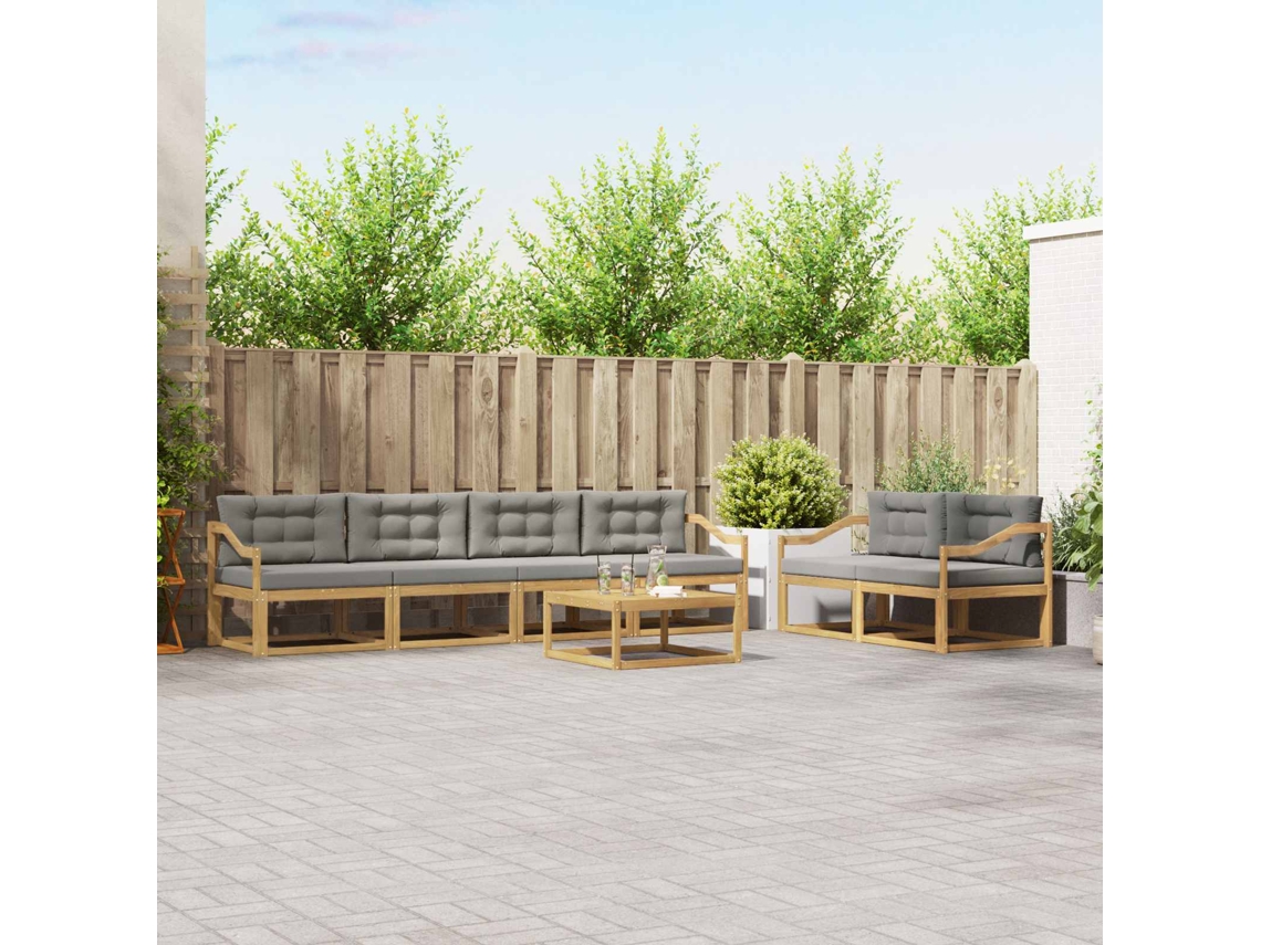 Vidaxl Conjunto De Sofás Para Exterior 6 Unid. Branco E Cinzento-claro