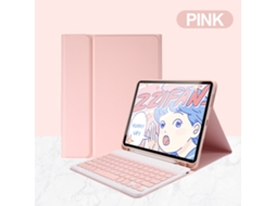 Capa Com Teclado Bluetooth Em Couro Compatível Com Ipad Pro 11-5-2024, Cor Rosa