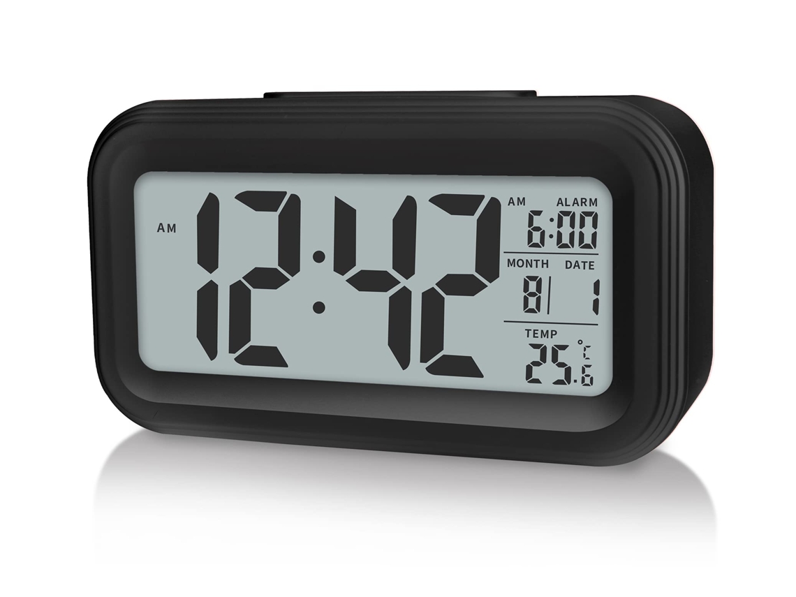Despertador Digital com Temperatura Interna, Operado por Bateria, Modelo com Soneca, Display de 12/24 Horas para Quartos, Pessoas com Sono P EHSTMIND