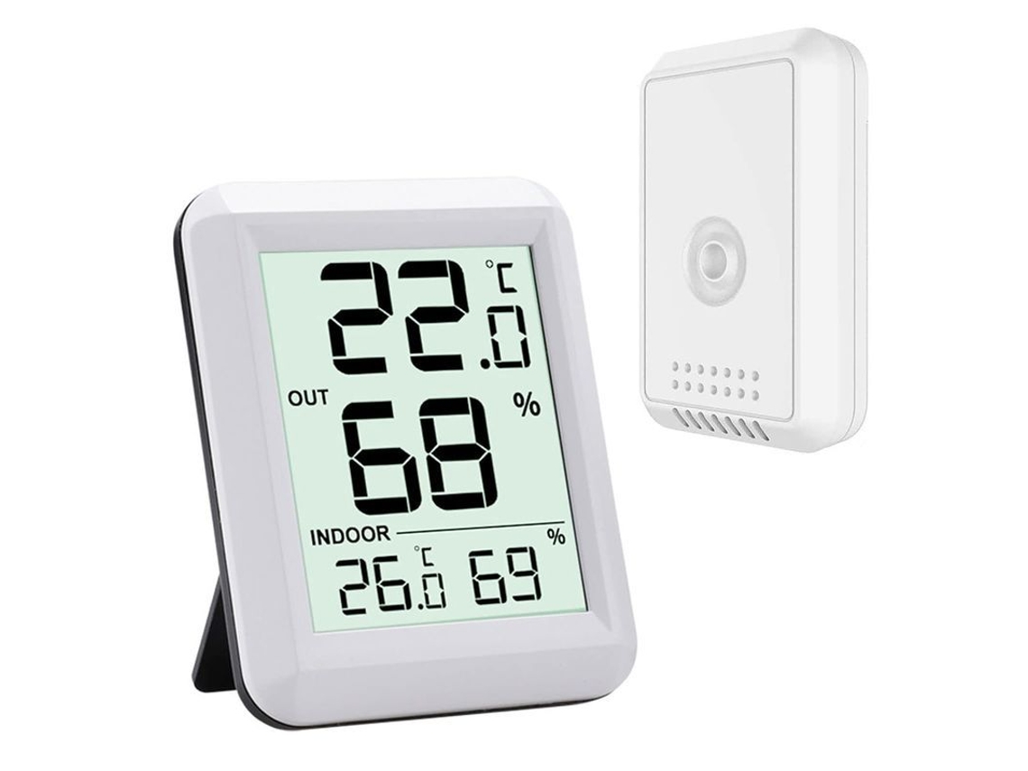 Higrómetro Termômetro Digital Inteligente Com Sensor Externo Sem Fio Branco