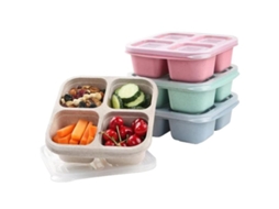 Conjunto De 4 Lancheiras Tipo Bento Com 4 Compartimentos Para Crianças E Adultos, Escolares Com Divisórias, Verde, Azul, Rosa, Branco