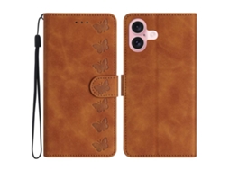 Capa Para Iphone 17 Em Couro Com Sete Borboletas Em Relevo.