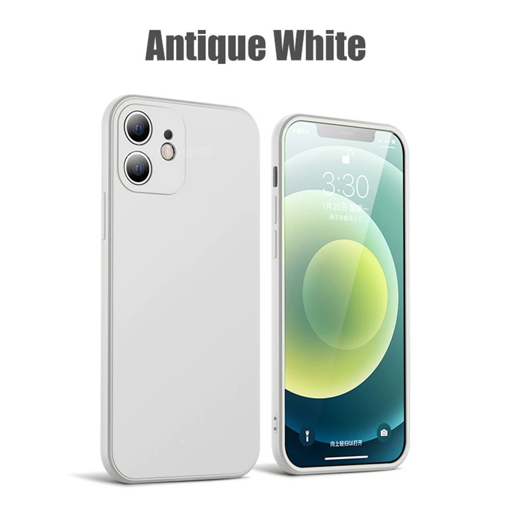 Capa Quadrada De Silicone Líquido (para Iphone 13 Mini Branco), Com Borda Protetora Macia E Ultrafina.