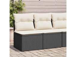 Vidaxl 2 Pcs Conjunto Sofás Jardim C/ Almofadões Vime Pe/acácia Preto