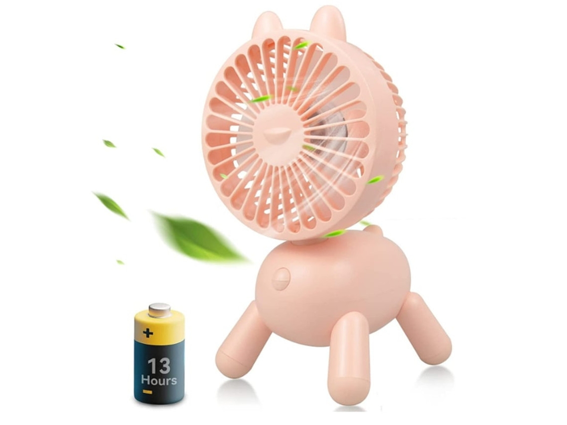 Mini Ventilador, Pequeno Ventilador de Mesa Oscilante de 8 Polegadas, Mini Ventilador Portátil Recarregável de 3 Velocidades Com Yizhood (rosa)