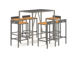 Garden Bar Set, Garden Bar Sets Vidaxl Cinzeto Rattan / Vime (mesa Com 110 Cm De Comprimento)