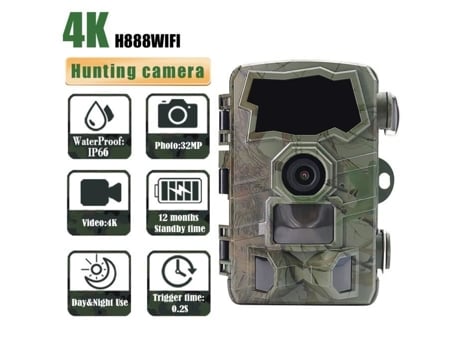 Câmera de Caça 32Mp 4K 120 / Visão Noturna Câmera de Trilha Wifi 0 2S Velocidade de Disparo Ip66 MIOLOE