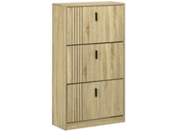Móvel Para Sapatos Com 3 Portas Abatíveis, 18 Pares, 63x24x117 Cm, Carvalho, Alta Capacidade