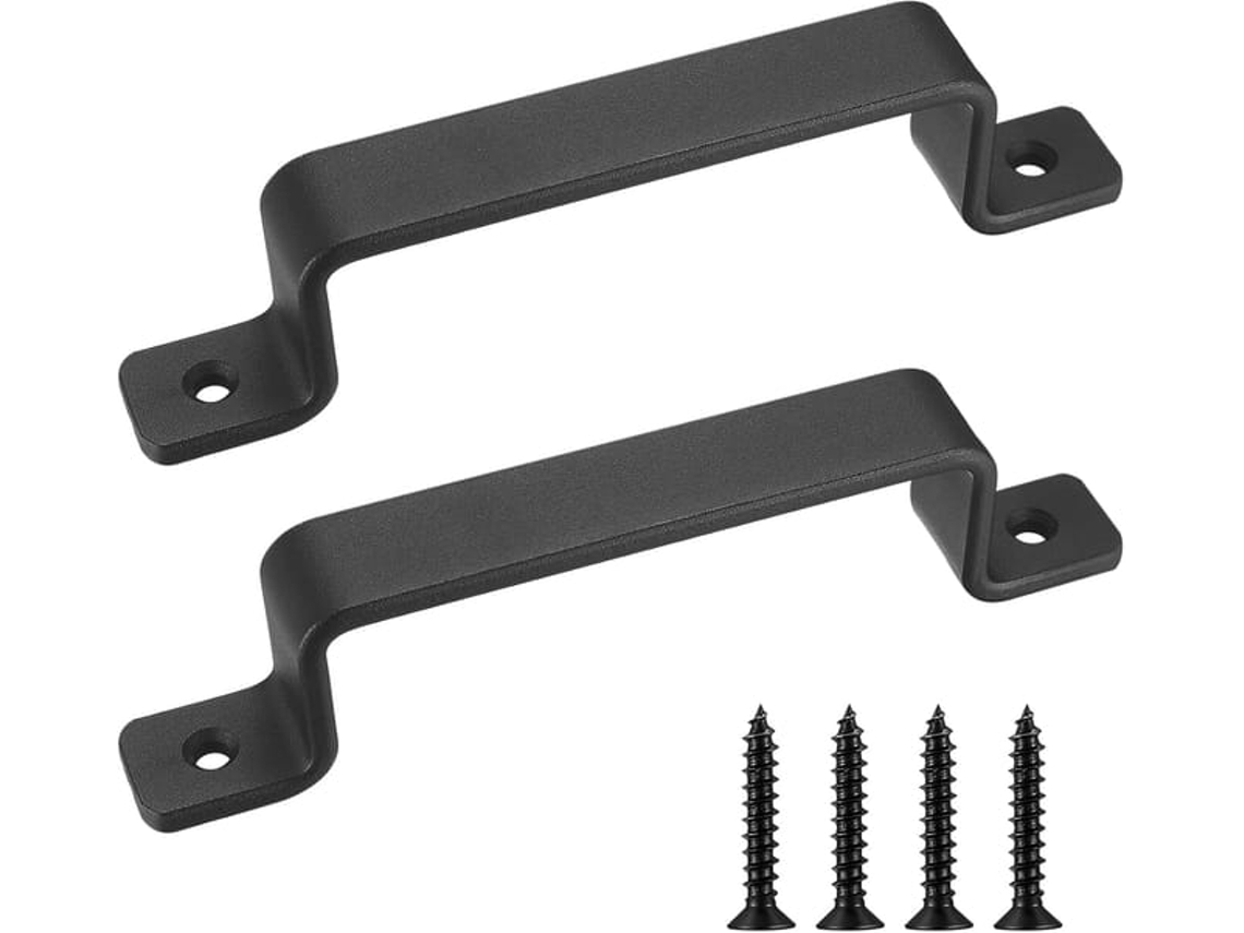 Conjunto de 2 puxadores de ferro fundido vintage, preto, para uso externo e interno X001