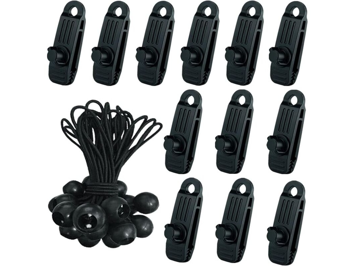 24 Pcs Clips Para Lona Com 12x Grampos E 12x Tensores De Corda Elástica,acessórios Para Camping,tendas,coberturas De Piscina,lona E Gazebos Btforus
